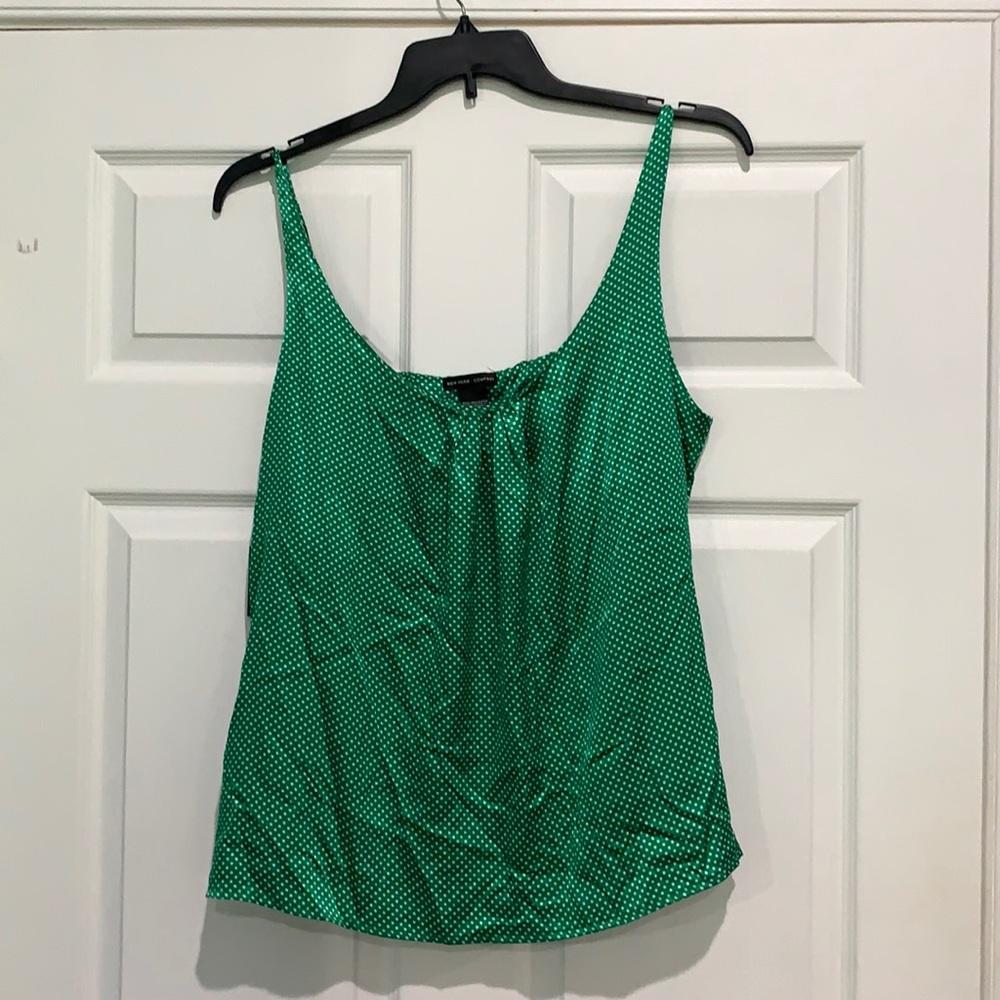 NWT Dressy Silky Green and White Polka Dot Cami XL